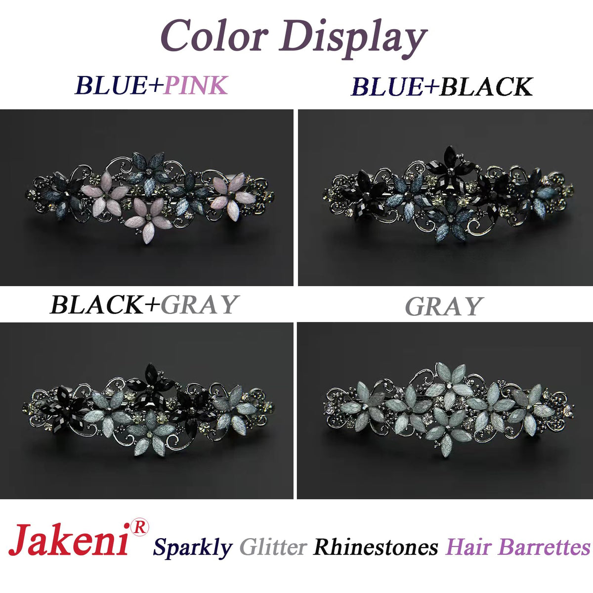 Jakeni close-up of rhinestone floral detail, showcases cut and shine