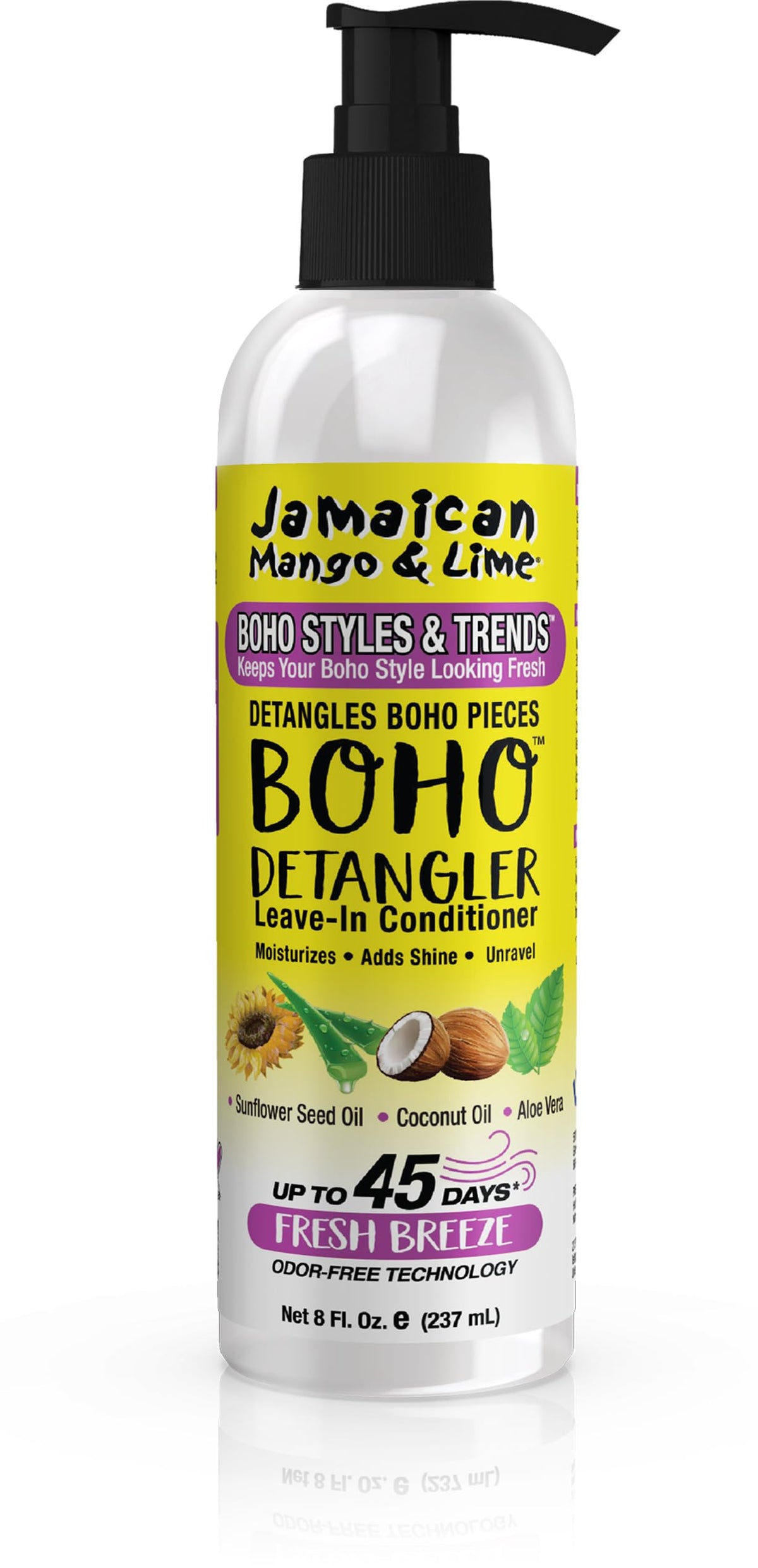 Jamaican Mango & Lime spray bottle front view showing lightweight detangling benefit