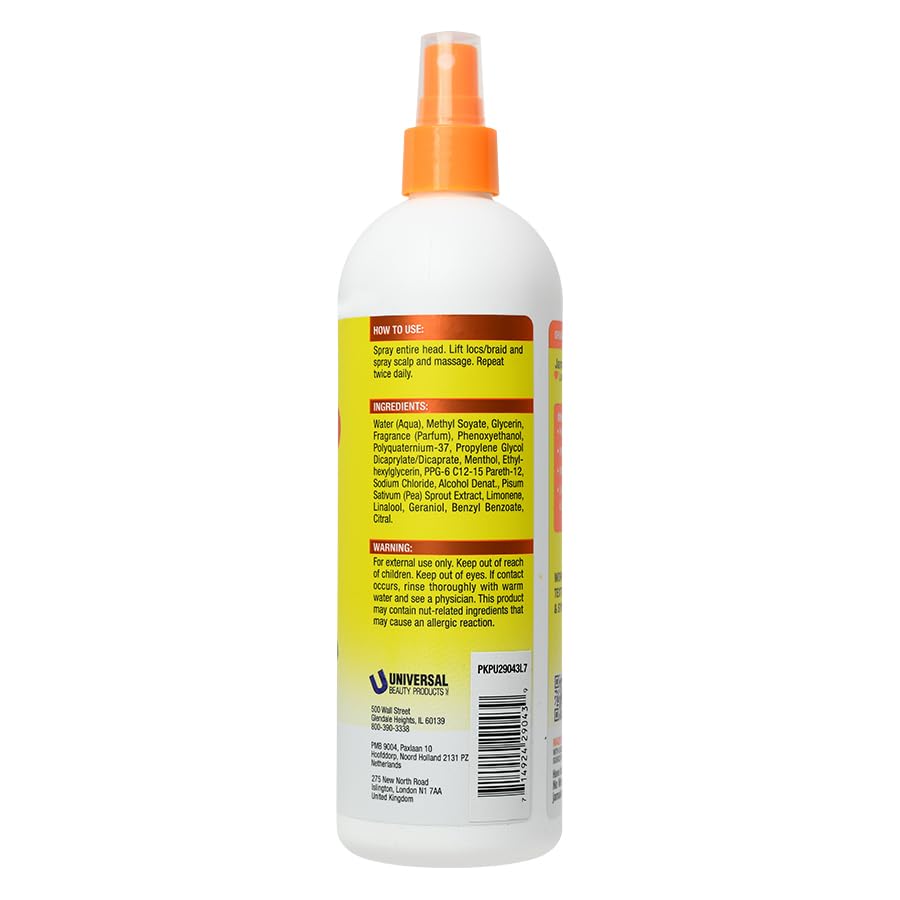 Jamaican Mango & Lime spray mist closeup delivering cooling hydration to scalp