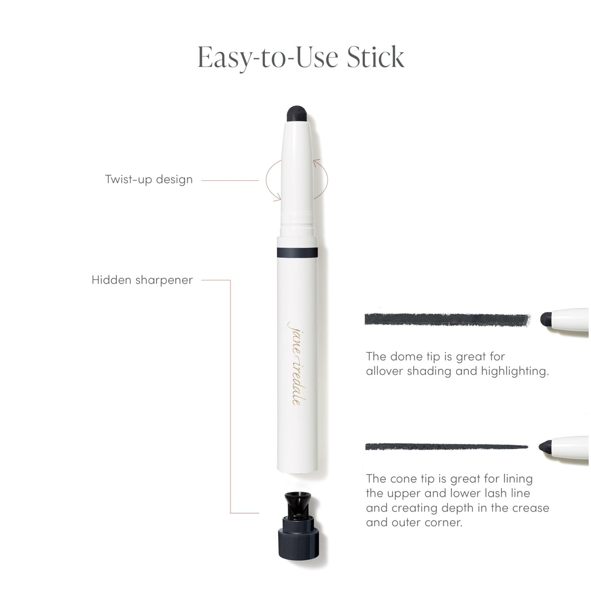 jane iredale ColorLuxe next to a hand to show size and travel-friendly benefit