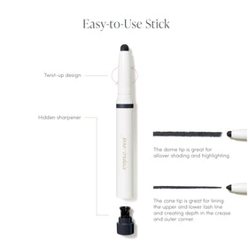 jane iredale ColorLuxe next to a hand to show size and travel-friendly benefit
