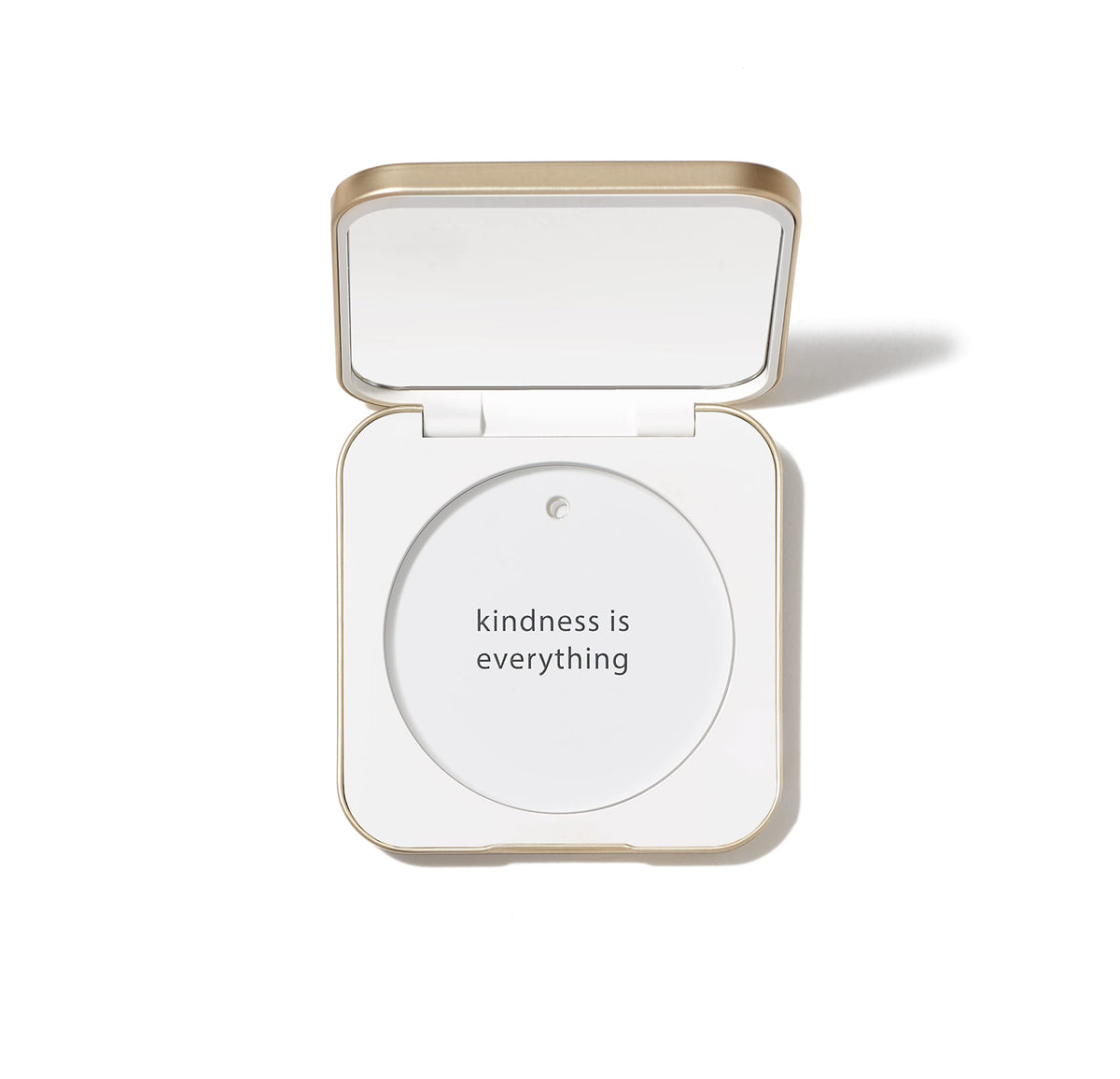jane iredale compact exterior front showing sleek aluminum shell and magnetic clasp benefit: durable protection