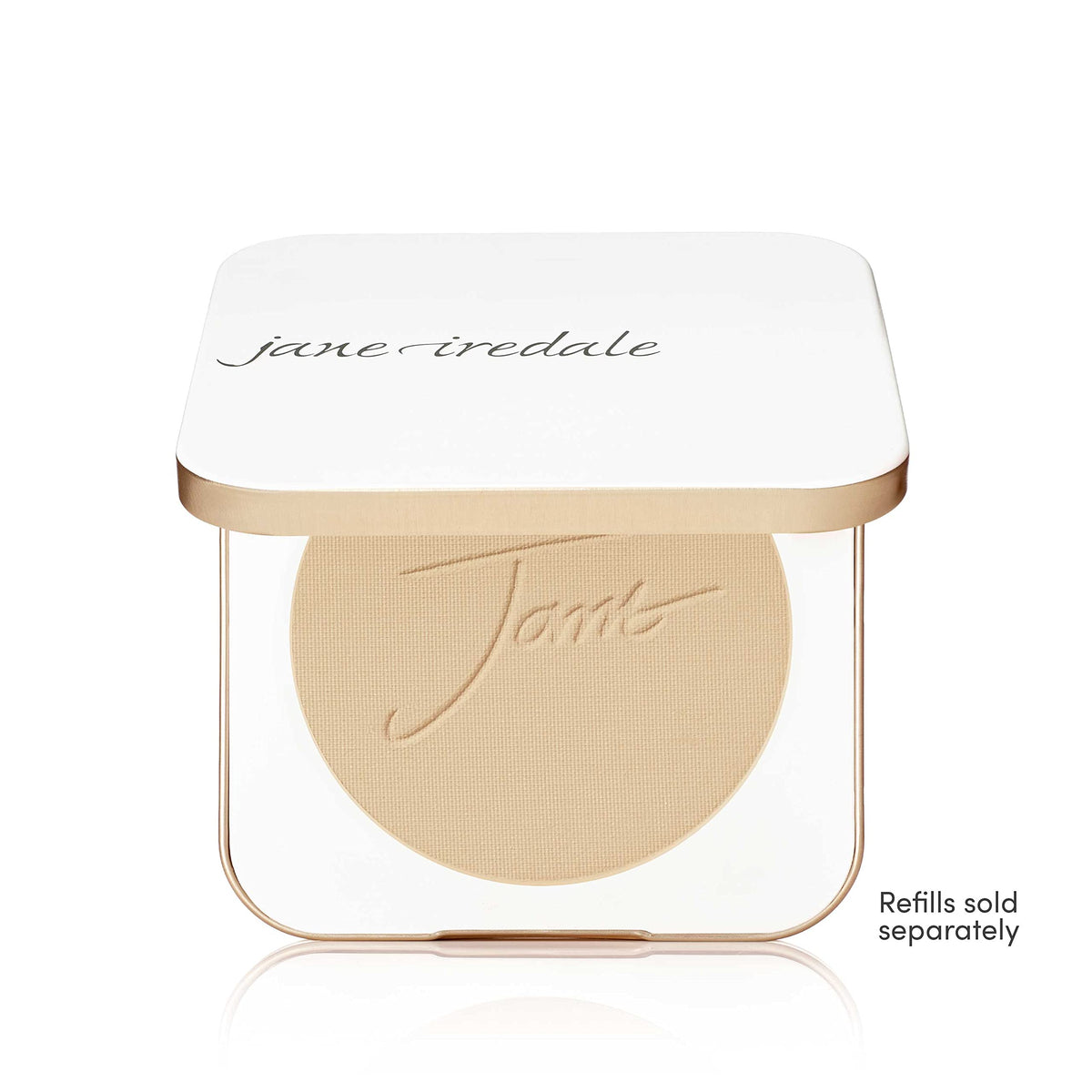 jane iredale compact open with mirror and powder refill visible benefit: easy touch-ups anywhere