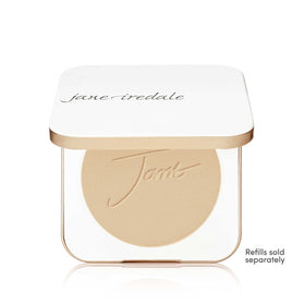 jane iredale compact open with mirror and powder refill visible benefit: easy touch-ups anywhere