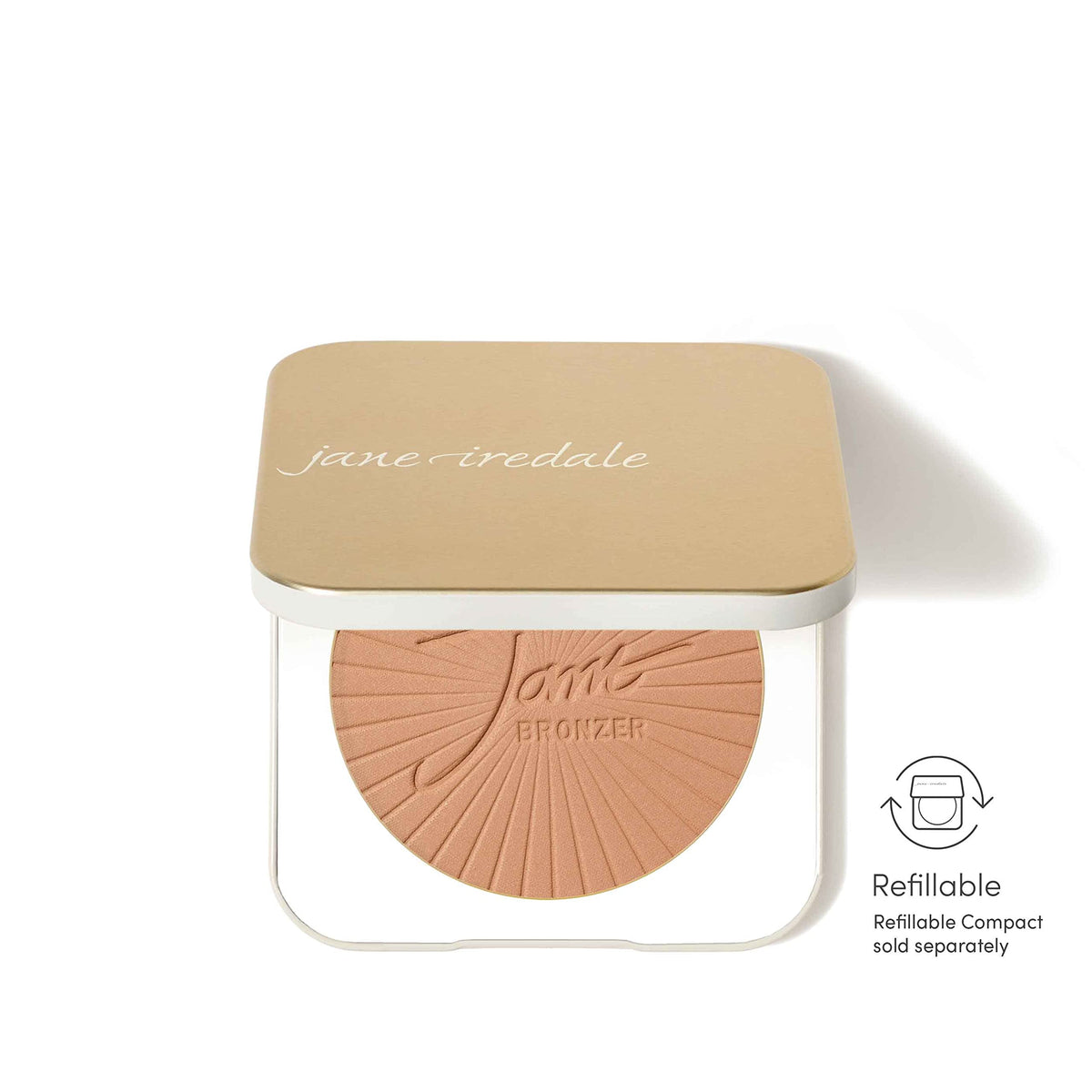 jane iredale model applying bronzer to cheek for natural warmth