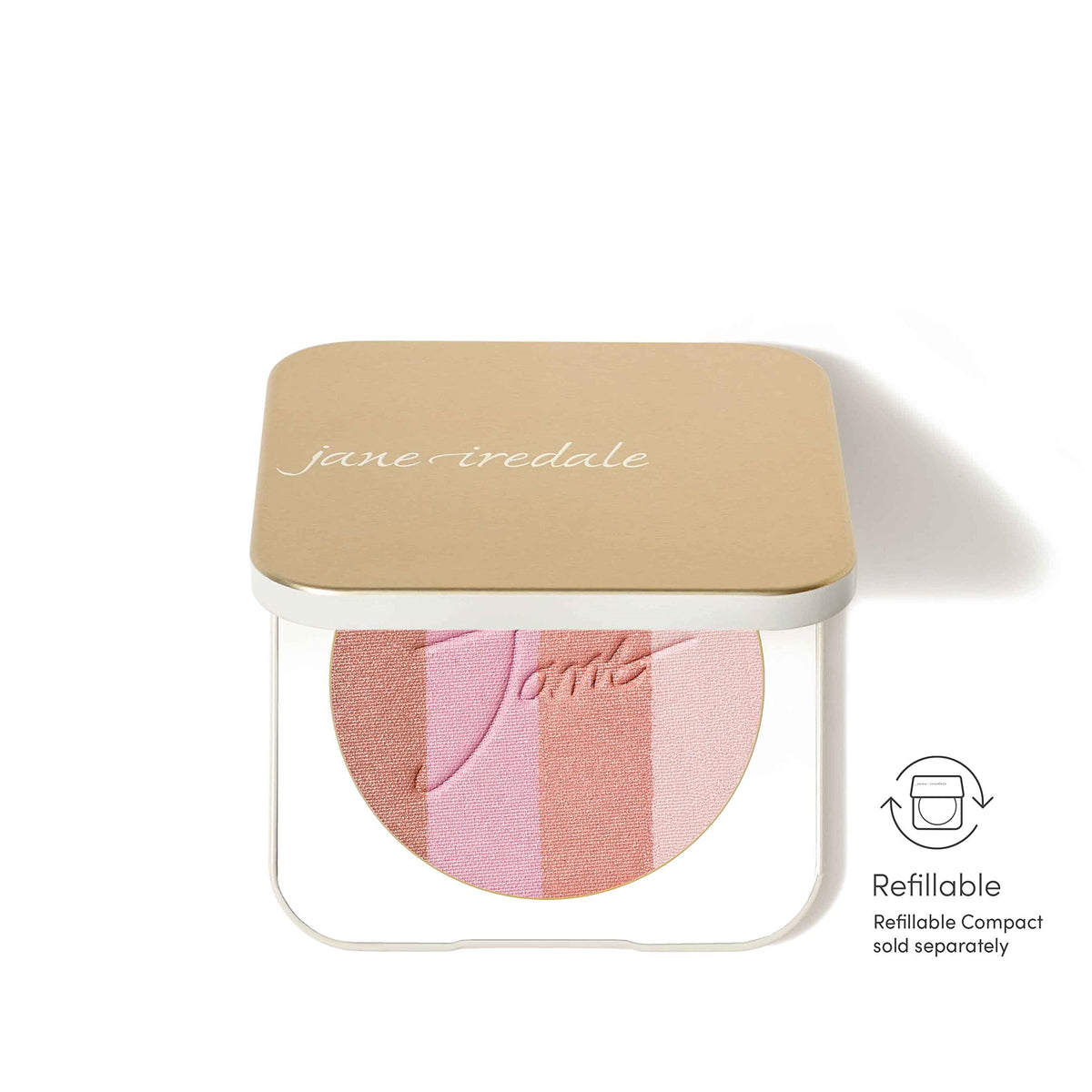 jane iredale refill snapped into reusable compact illustrating eco-friendly refill system