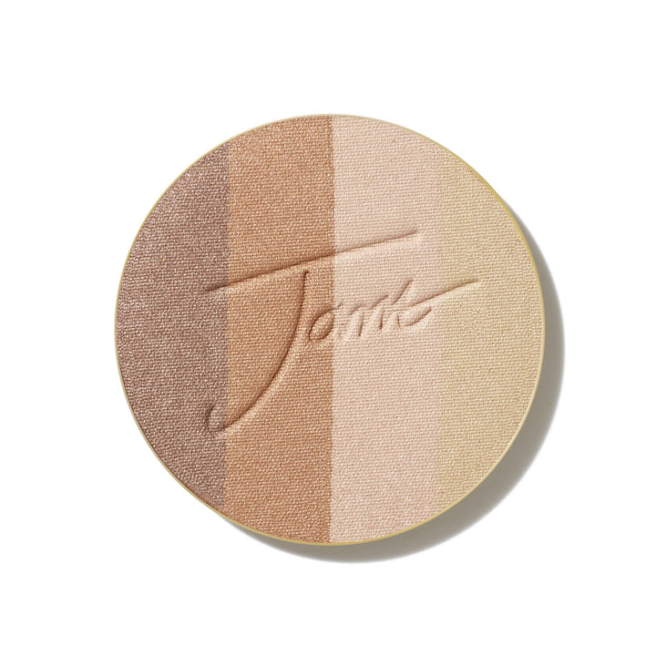 jane iredale front view of four-shade refill showing color range and shimmer benefits
