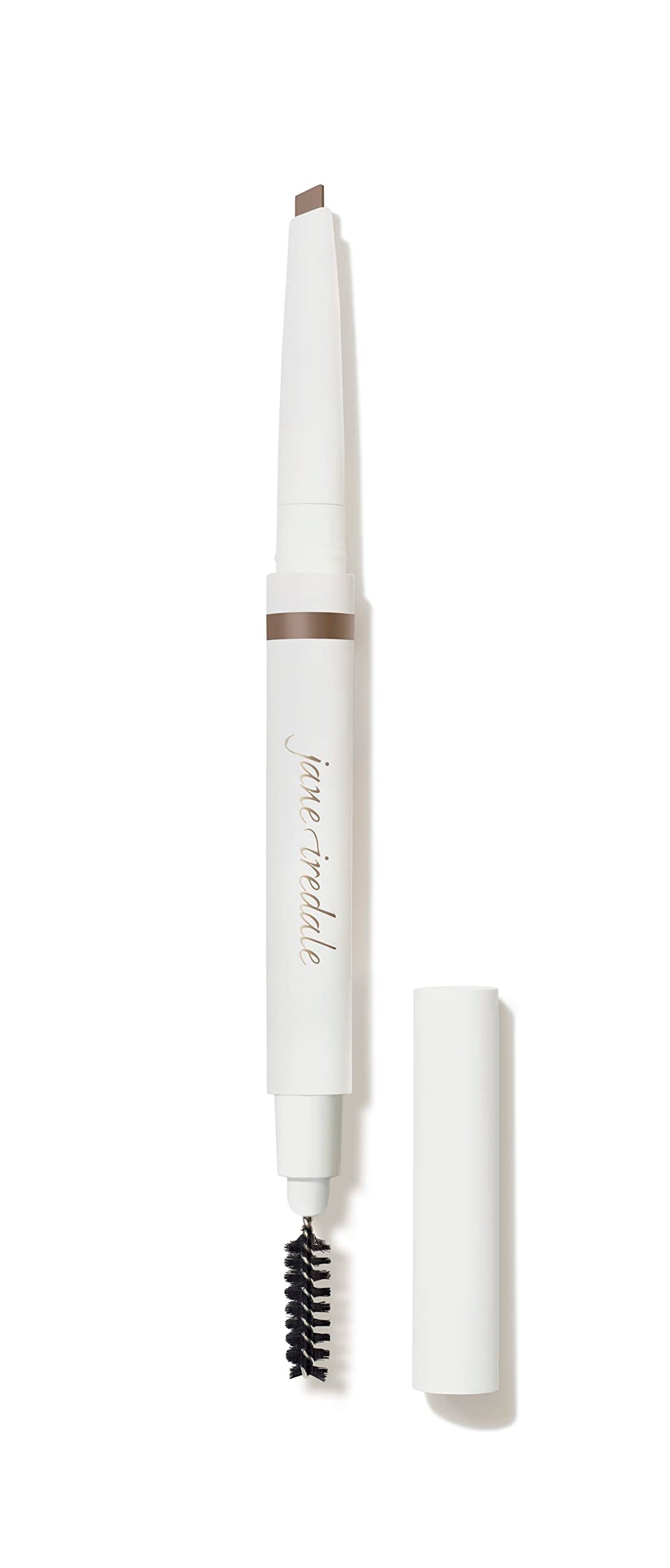 jane iredale PureBrow front view showing sleek retractable pencil and spoolie for precise shaping