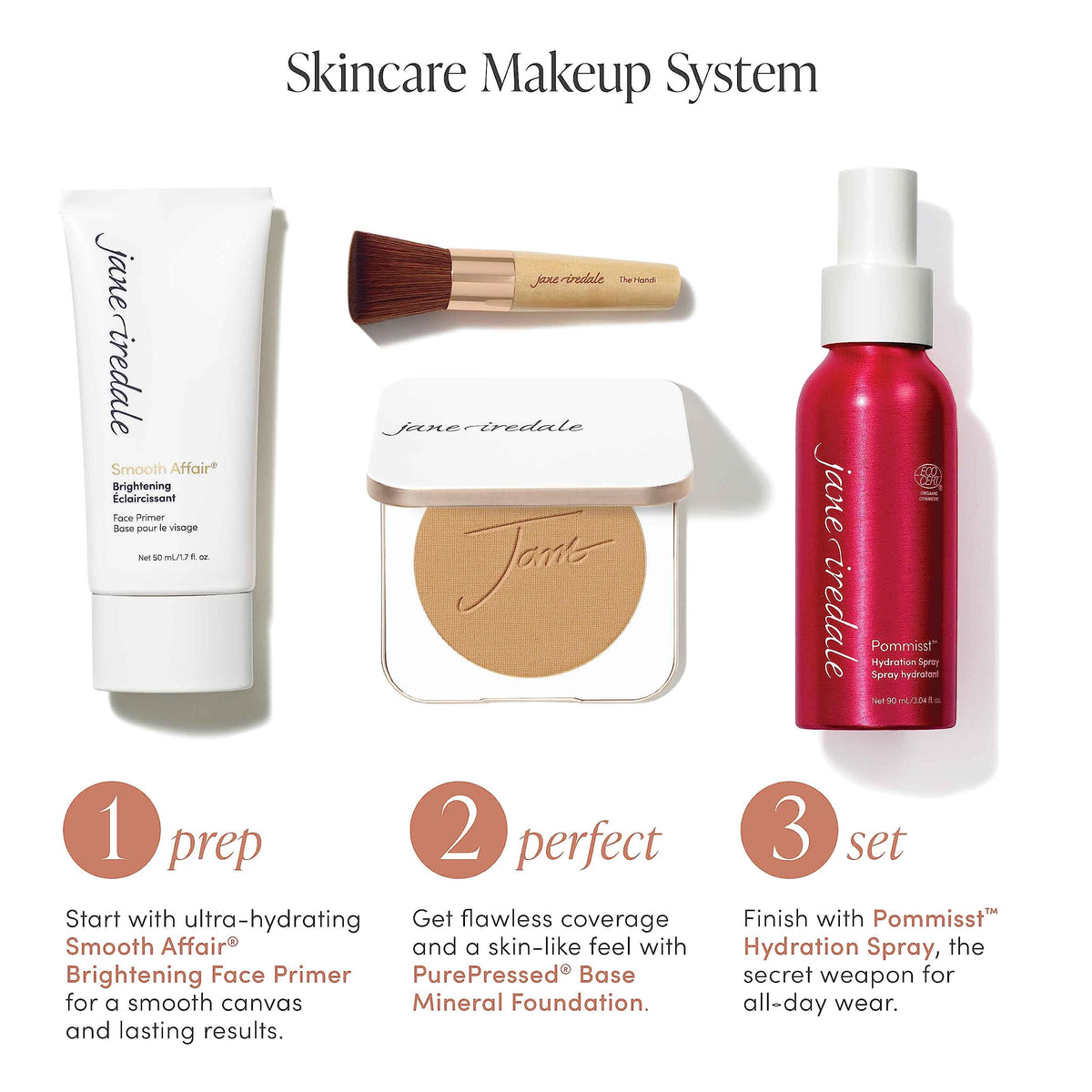 jane iredale refill shown in hand to convey compact size