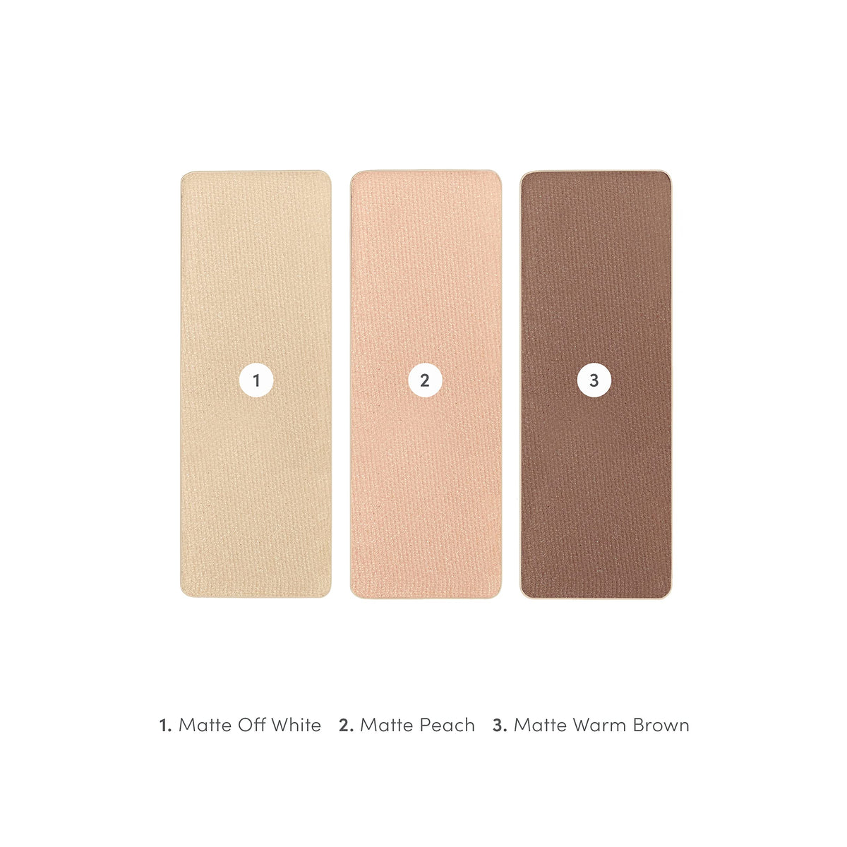 jane iredale swatches of all three Sweet Spot shades demonstrating true-to-pan pigments