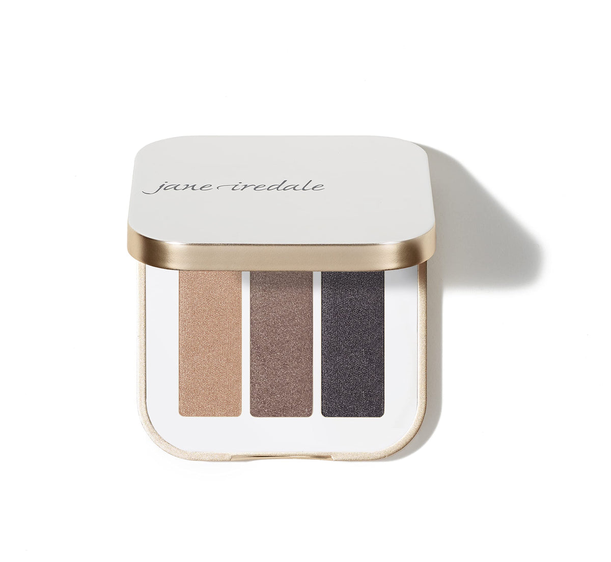 jane iredale compact front view showing three complementary shades and travel-ready design