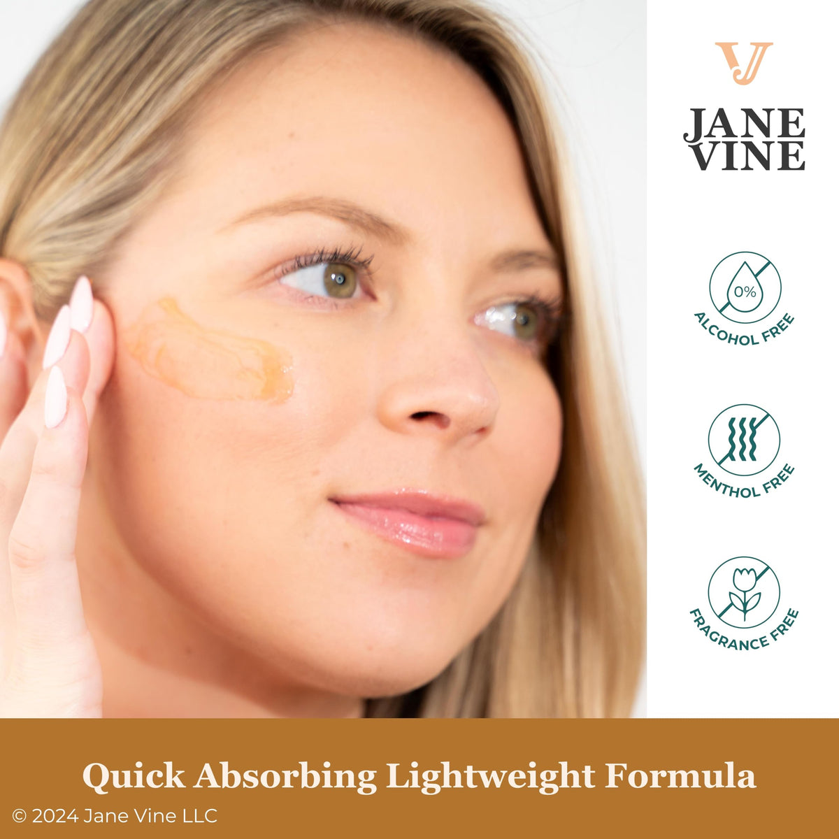 JANE VINE under-eye application on model showing gentle soothing