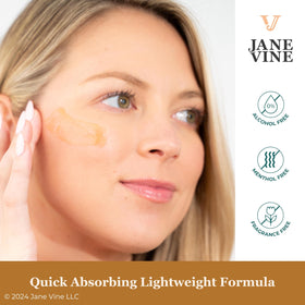 JANE VINE under-eye application on model showing gentle soothing