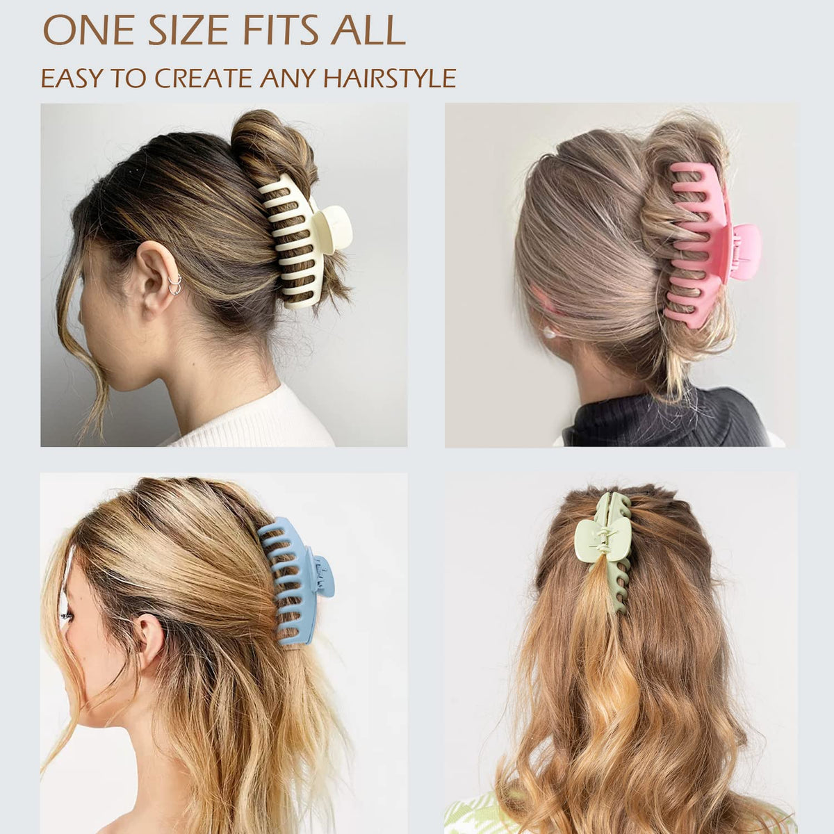 JANFUN large claw secure in thick hair demonstrating firm hold during activity