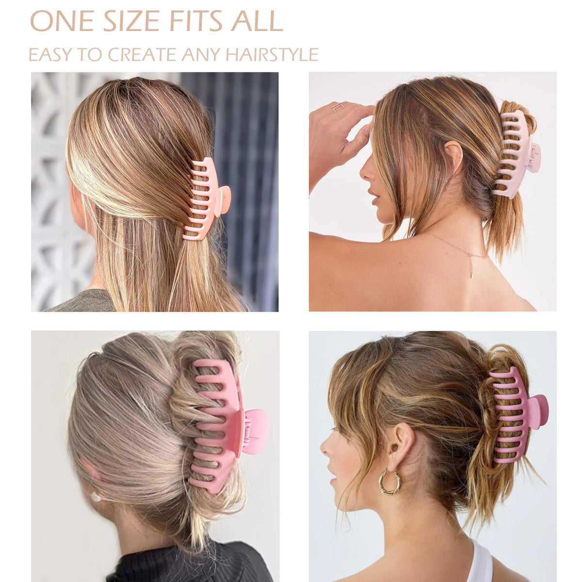 JANFUN model wearing clip in an updo demonstrating comfortable all-day hold