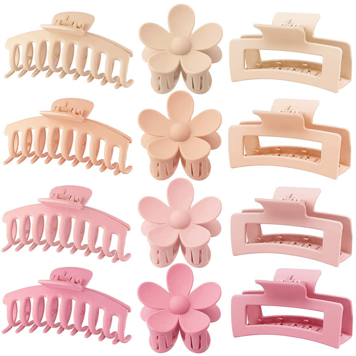 JANFUN front view of 12-pack clips showing colors and styles for versatile styling