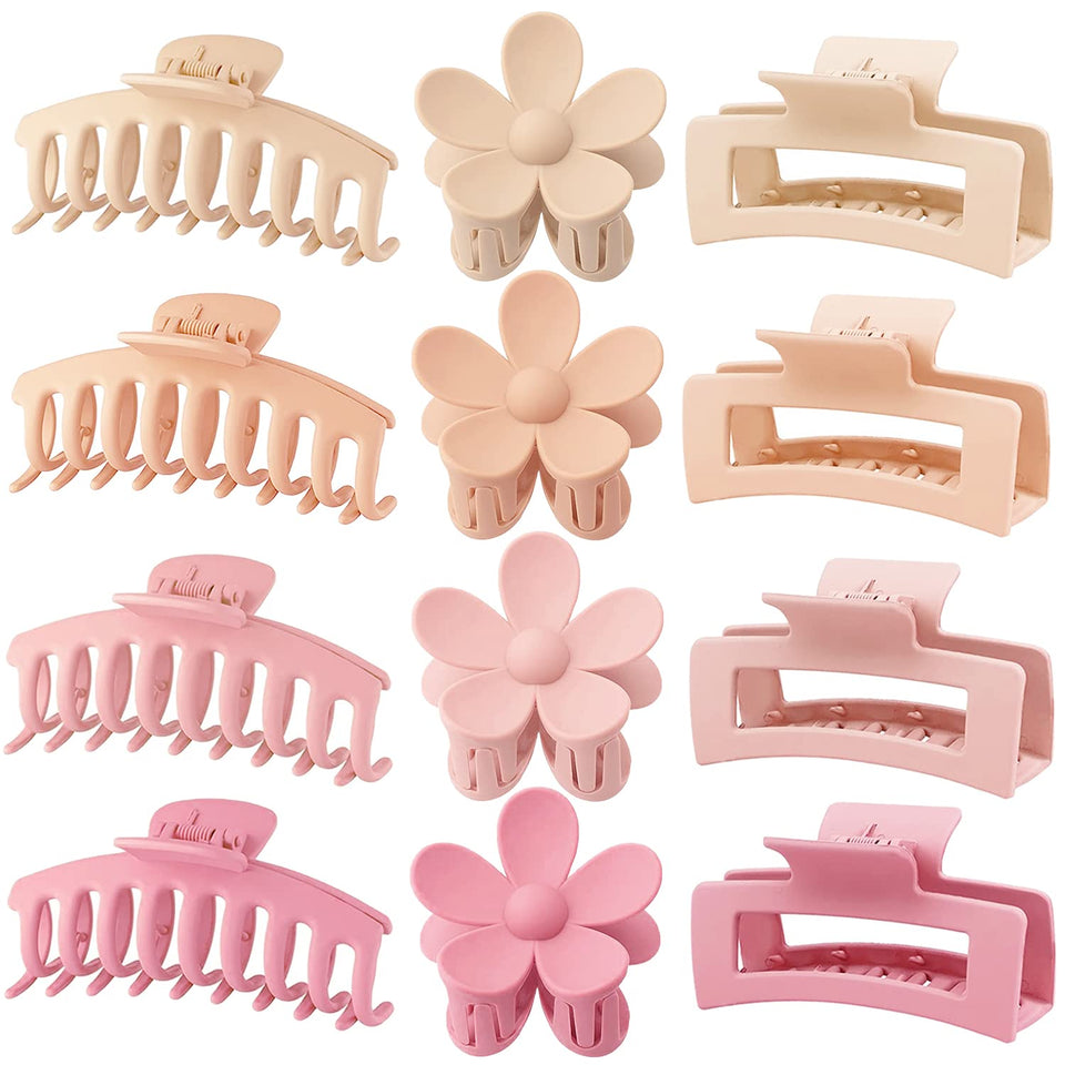 JANFUN front view of 12-pack clips showing colors and styles for versatile styling