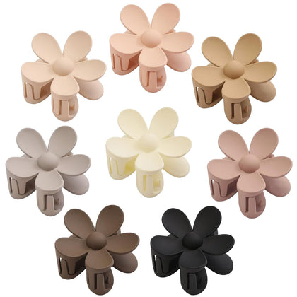 JANFUN front view of 8 colorful flower clips, neat storage and styling benefit
