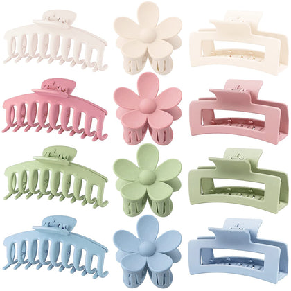 JANFUN front view of 12-pack clips showing styles and colors, easy outfit matching