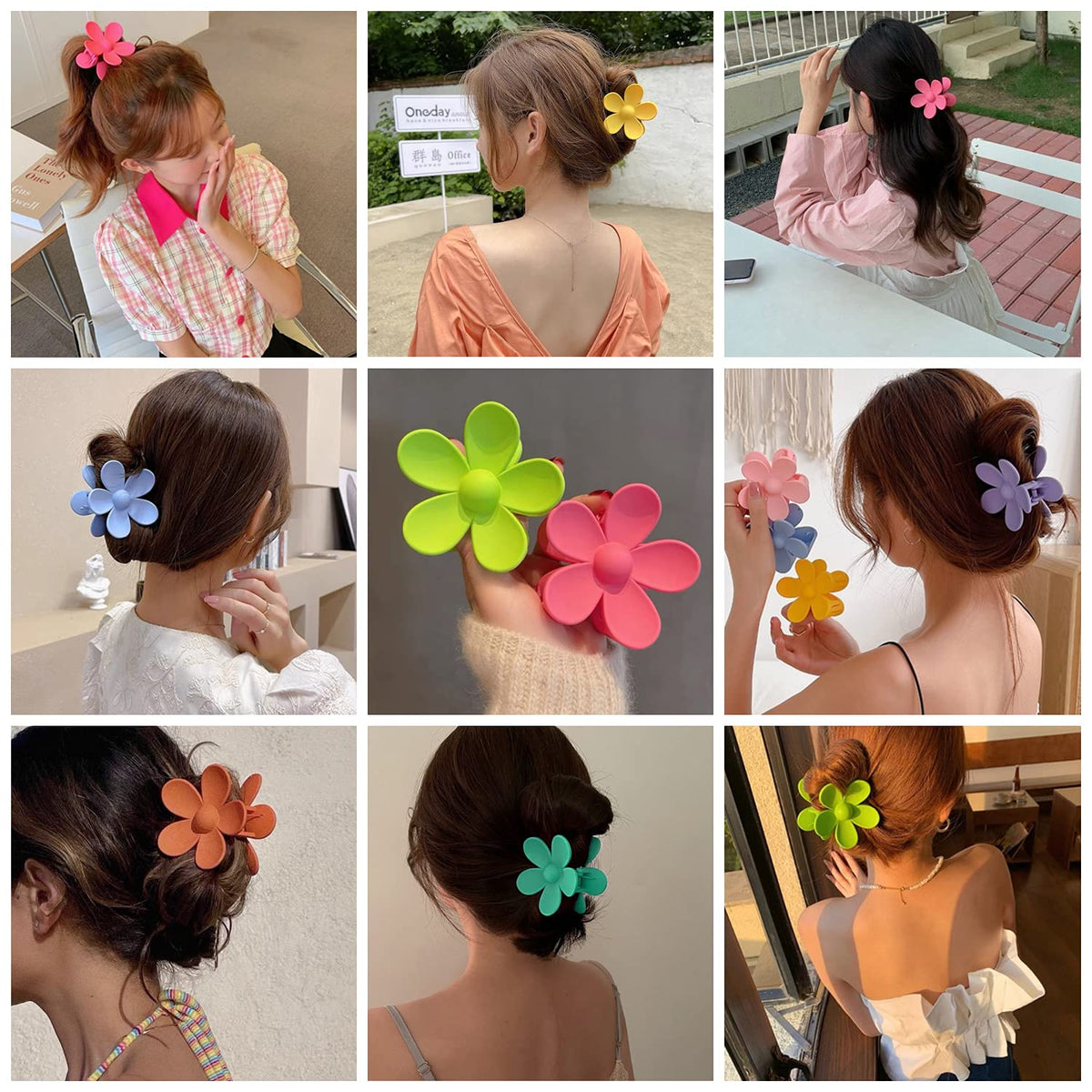 JANFUN model wearing a half‑up daisy clip, adds playful feminine accent