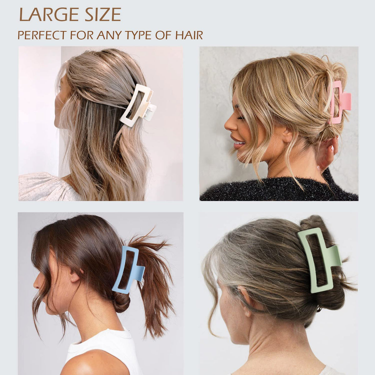 Hand holding JANFUN clip to show scale and suitability for all hair volumes