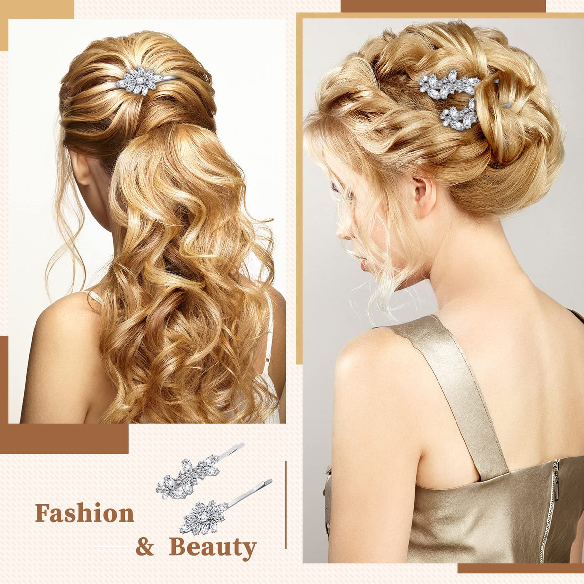 Janinka clips secured in a bridal updo, decorative support during ceremony