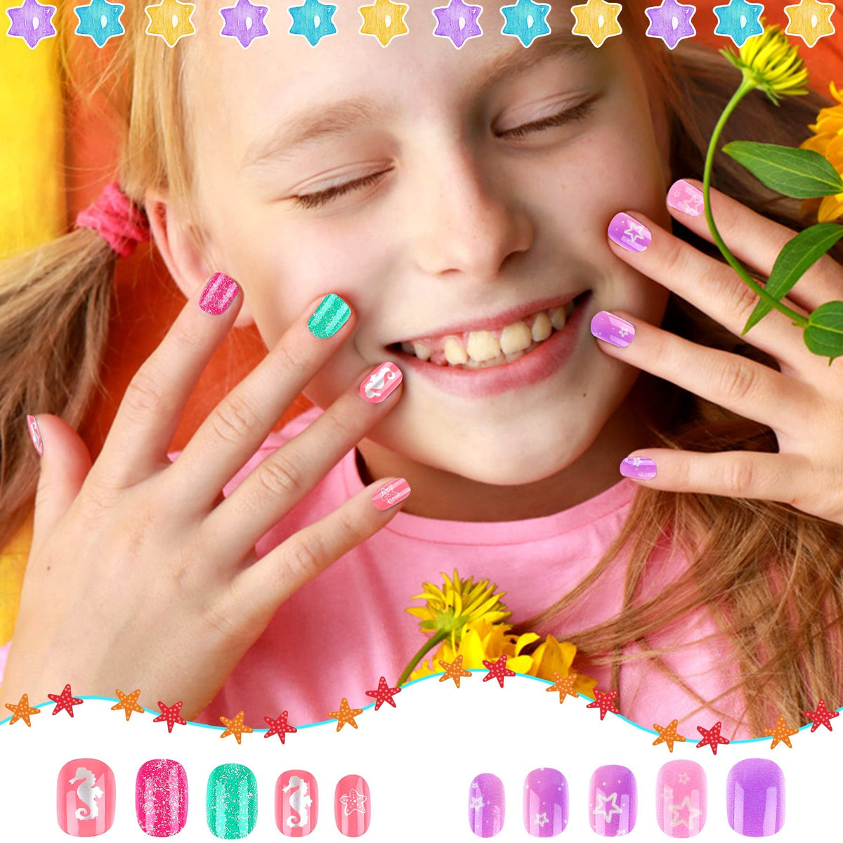 JANYUN child hands wearing nails for quick fun styling