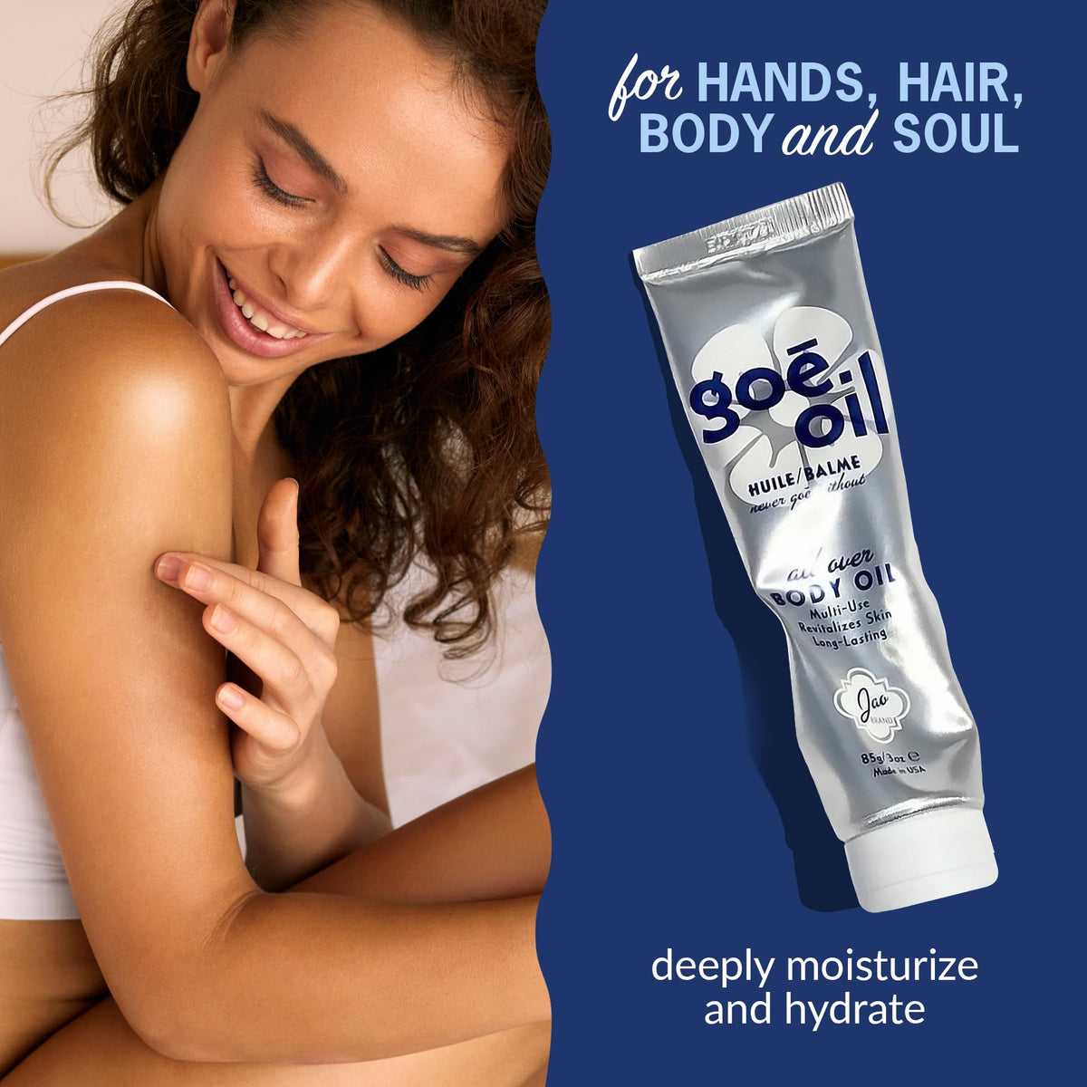 Jao Goē Oil label detail highlighting plant-based formulation and clarity