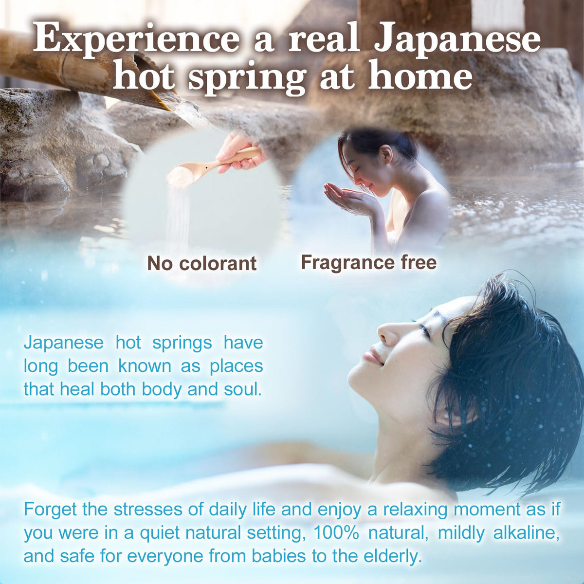 JAPAN NINJA powder dissolving in tub demonstrating easy home use