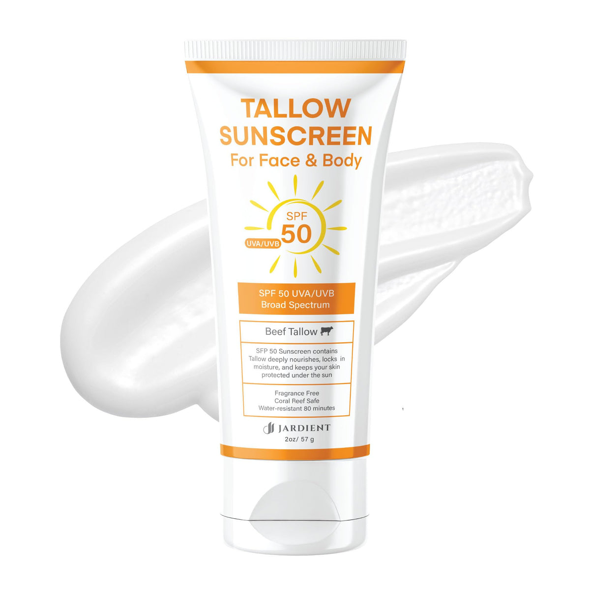 Jardient front tube showing SPF 50 label and compact packaging benefit