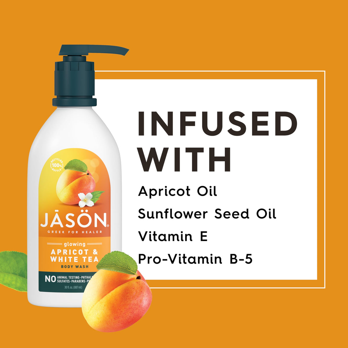 JASON bottle in shower setting, easy everyday use and fresh scent benefit