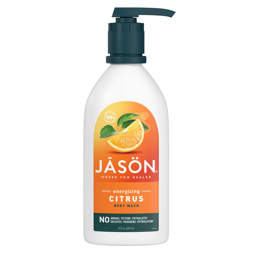 JASON bottle front packaging showing size and citrus label benefit of refreshing cleanse