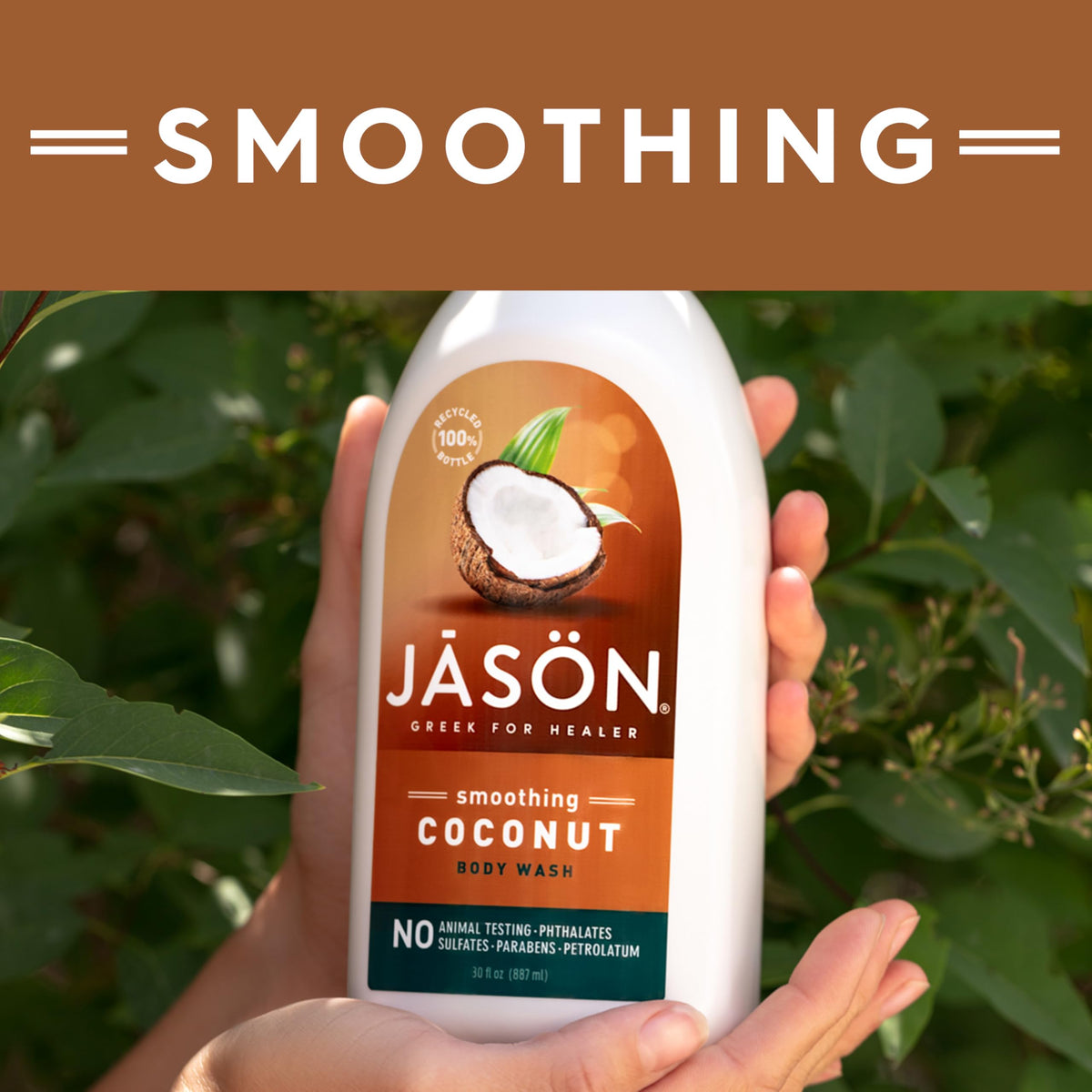 JASON bottle next to hand to show 30 ounce scale and generous quantity