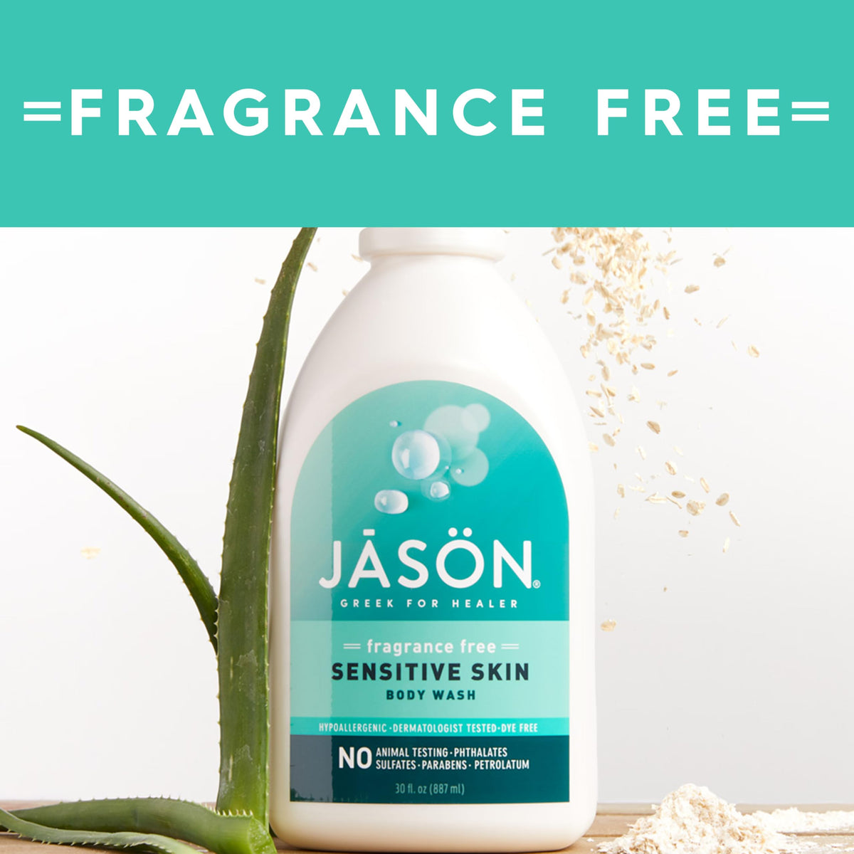 JASON bottle on bathroom shelf suggesting sustainable, calm routine