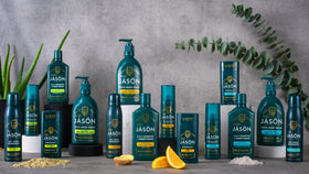 JASON label close-up displaying zinc pyrithione and ingredient claims
