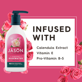 JASON ingredient label showing rosewater, calendula, vitamin E and B5 for transparency