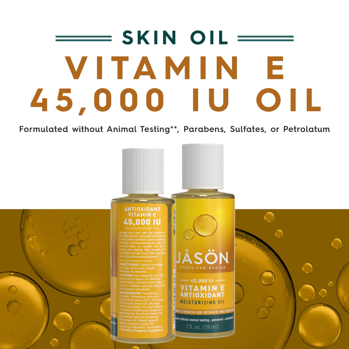 JASON oil texture close-up on fingertips showing silky absorption benefit