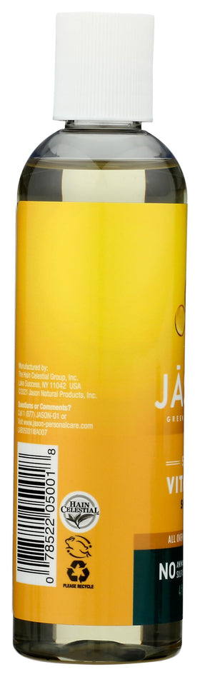 JASON bottle placed beside bath towel portraying post-shower use and hydrated skin benefit