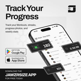 Jawzrsize app screen workout view for guided sessions and progress