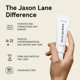 JAXON LANE label close-up displaying key actives and clean formula