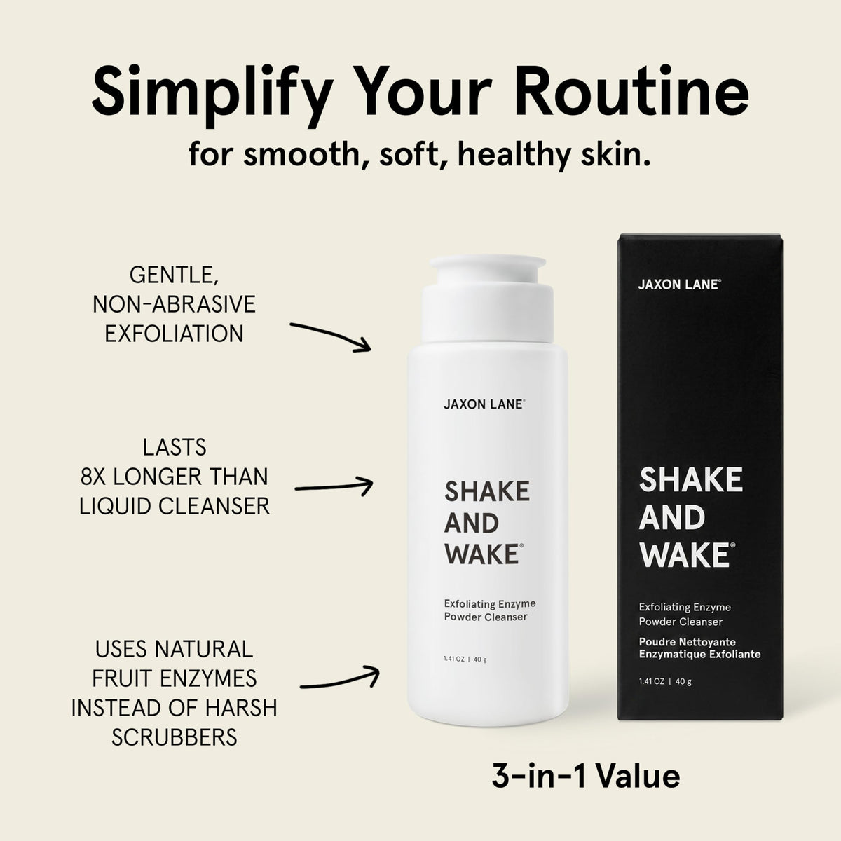 JAXON LANE powder texture closeup revealing fine granules for gentle exfoliation