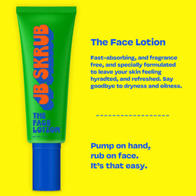 JB SKRUB lotion applied to skin, fast absorption leaving non-greasy finish