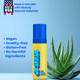 Flatlay of JB SKRUB with aloe vera and chia seed showing botanical nourishment