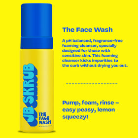 JB SKRUB bottle held in hand illustrates 5 fl oz size and travel-friendly convenience