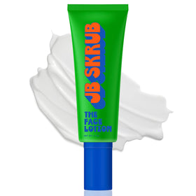 JB SKRUB front packaging showing 1.7 oz kids face lotion, clear labeling and portable size