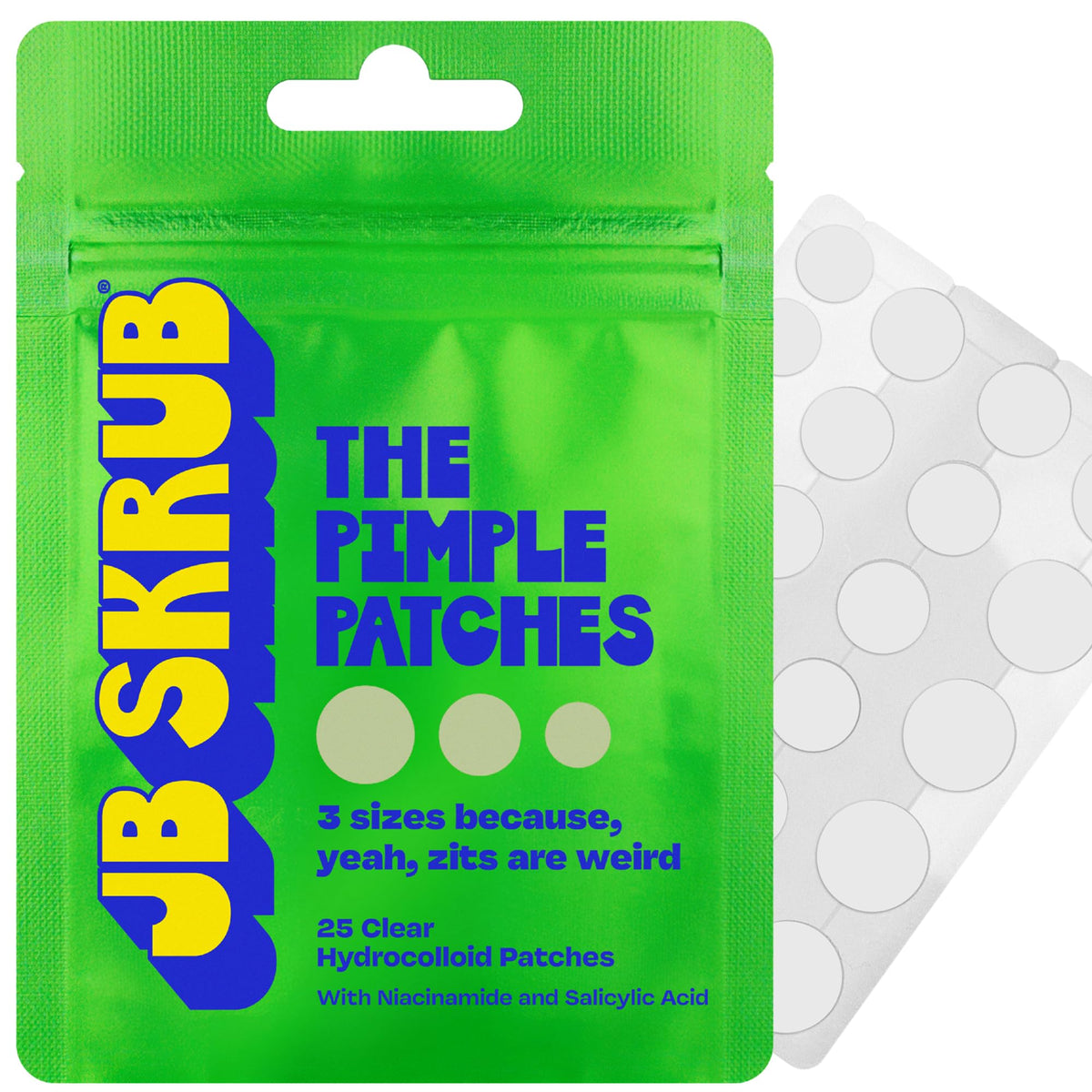 jb skrub front packaging showing 25 patches and kit benefits for quick use