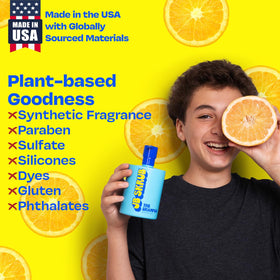 JB SKRUB label details close-up showing ingredient highlights and claims