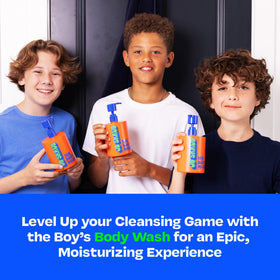 JB SKRUB lifestyle bathroom scene with teen reaching for bottle showing confidence