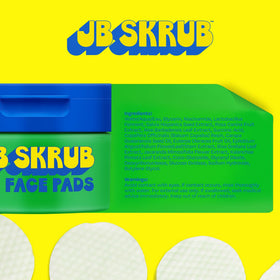 JB SKRUB pad texture close-up highlighting soaked fiber and gentle exfoliation