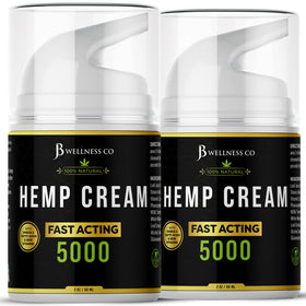 JB Wellness Co hemp cream front packaging showing two 4oz jars and labels for convenience